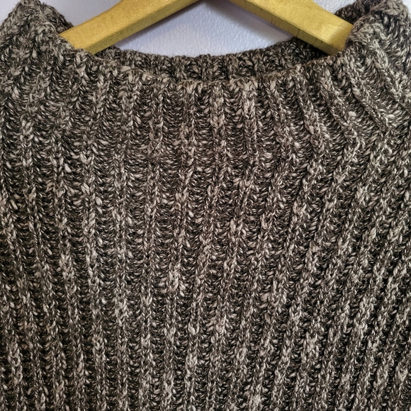 L.L. Bean Signature Wool Cotton Blend Brown Heavy Chunky Knit Mock Neck Sweater - Picture 3 of 10
